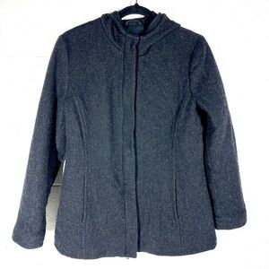Gap Charcoal Jacket Gray Recycled Wool Blend Hooded Coat